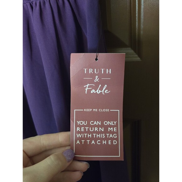 TRUTH AND FABLE Violet Purple Midi Party / Cocktail Lace Trim Dress Size 2XL - Picture 3 of 7